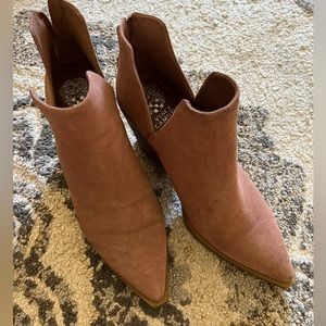 Pink suede, Vince Camuto zip up boots. 3” heel.